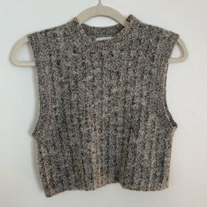 Ann Taylor Black and Cream Textured Knit Top